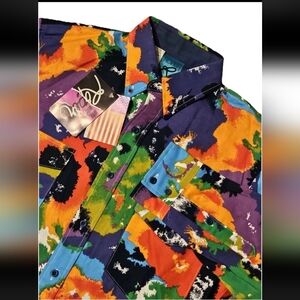 VTG Roper Western Button Shirt Mens Medium Paint Splatter 90s Made In USA NWT